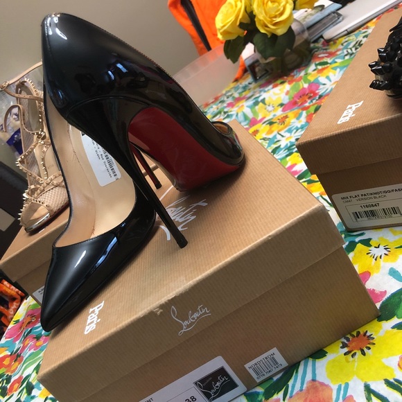 Black Christian Louboutins Red Bottoms - Picture 2 of 3